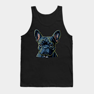 Blue with Green French Bulldog Face Tank Top